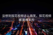 没想到探花视频这么搞笑，探花视频都是哪来的